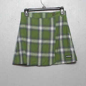 KIRSH nwt green plaid lightweight silky mini skirt